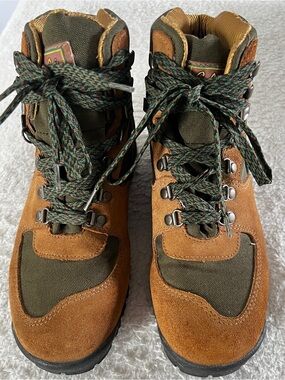 women’s Cabela’s Brown Suede Leather & Olive Green Mesh Boots Size 9